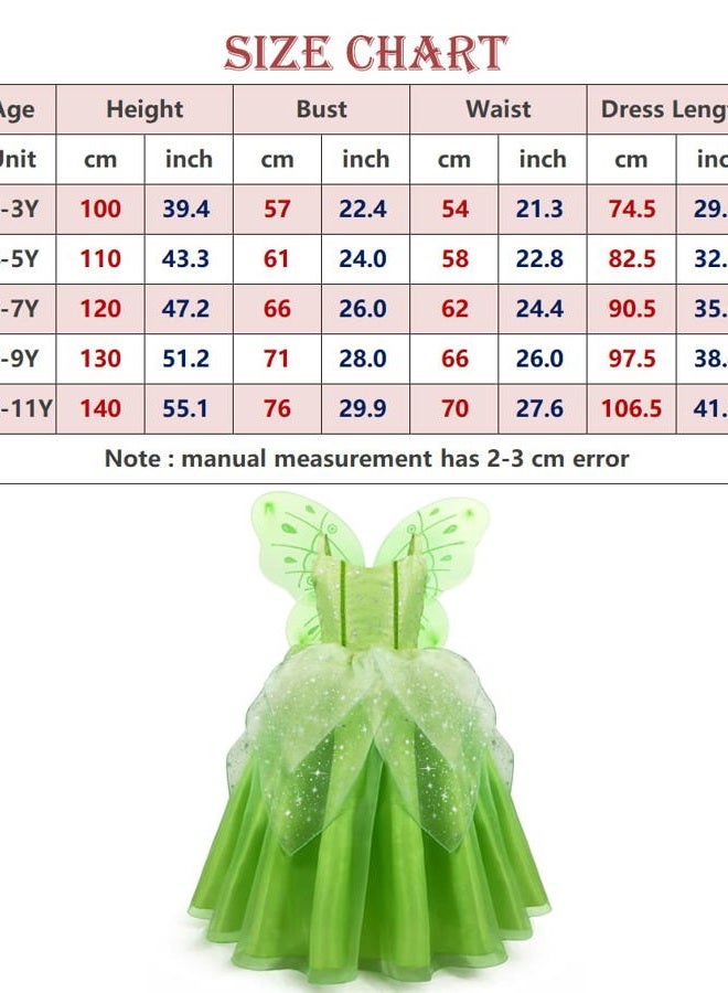 Axaxa Tinker Bell Halloween Costumes for Baby Girls Girls Fairy Costume Tinkerbell Costume for Girls Include Wings 2-11T - Image 4