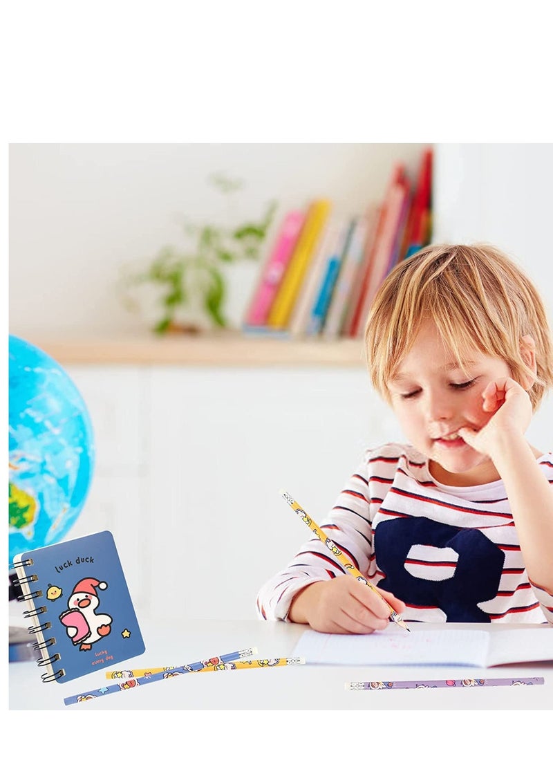SYOSI - Mini Notepads, Inspirational, Animal Pattern Kids Wooden Pencils Set with Rubber Eraser for Party Bag Fillers Favor, for School Office Home Travel Present Supplies - Image 1