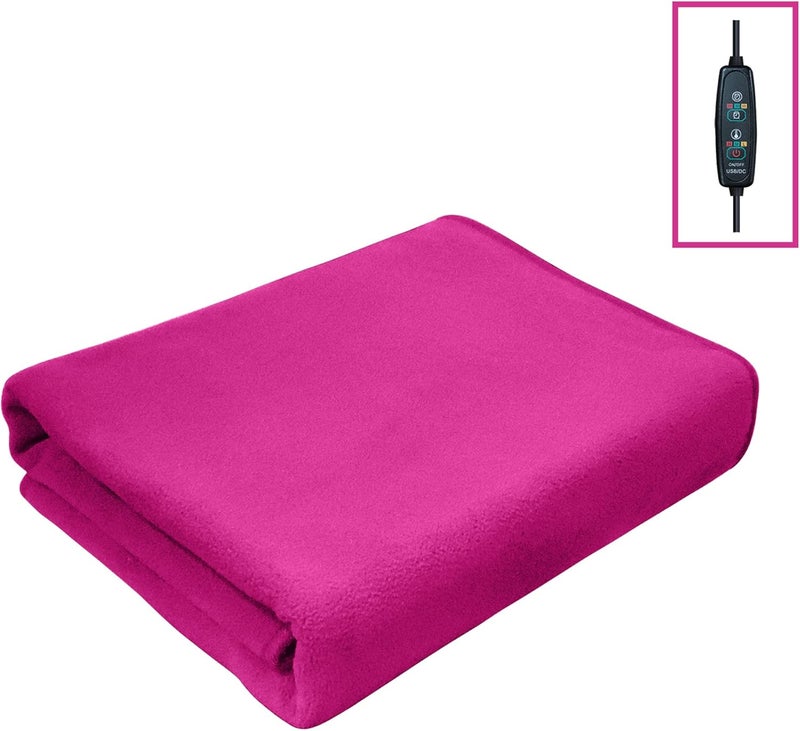 Electric Heated Blanket Single Layer 3 Heat Settings USB Portable Heated Shawl for Travel Home Office (Rose Red, 150cm*80cm) - Image 3