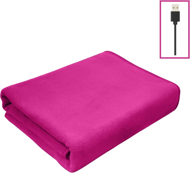 Electric Heated Blanket Single Layer 3 Heat Settings USB Portable Heated Shawl for Travel Home Office (Rose Red, 150cm*80cm) - Image 4