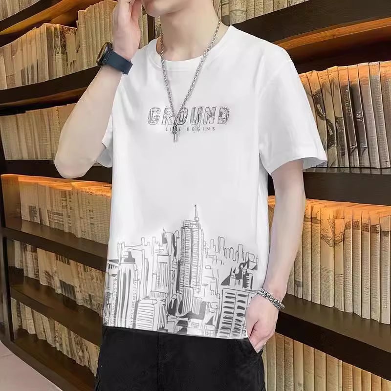Cool Ice Silk New Arrival Quick-Drying Gradient Men'S Short-Sleeved T-Shirt Summer Casual Shorts Sports Clothes Handsome Men'S Clothing - Image 4