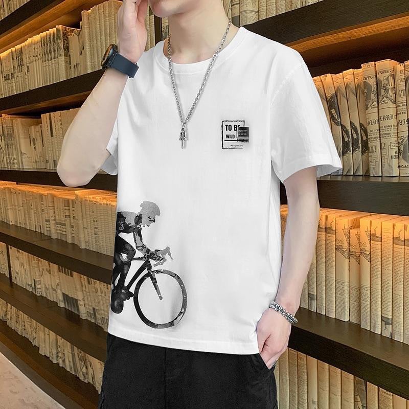 Cool Ice Silk New Arrival Quick-Drying Gradient Men'S Short-Sleeved T-Shirt Summer Casual Shorts Sports Clothes Handsome Men'S Clothing - Image 1