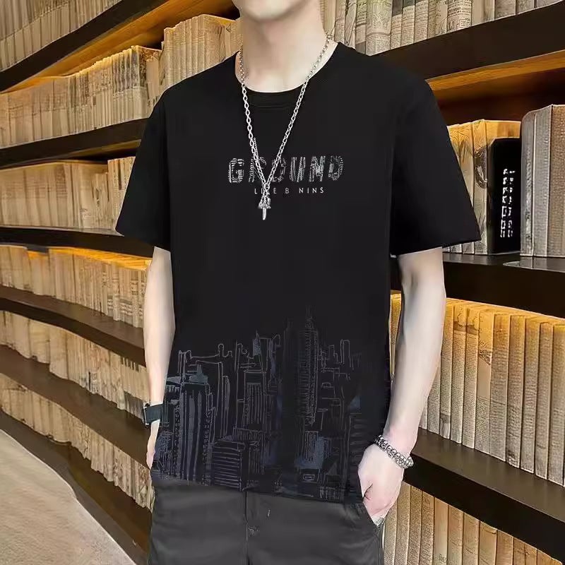 Cool Ice Silk New Arrival Quick-Drying Gradient Men'S Short-Sleeved T-Shirt Summer Casual Shorts Sports Clothes Handsome Men'S Clothing - Image 3