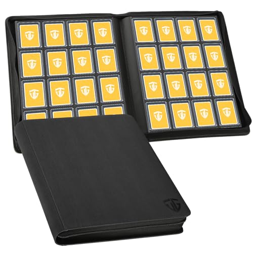 TCGUARD 16 Pocket Toploader Binder,Holds 640 3”x4” Toploader Hard Cases,Sleeves Card Collection Binder,20 Double Sided Pages,Compatible with Trading & Sports Holder(Black) - Image 1