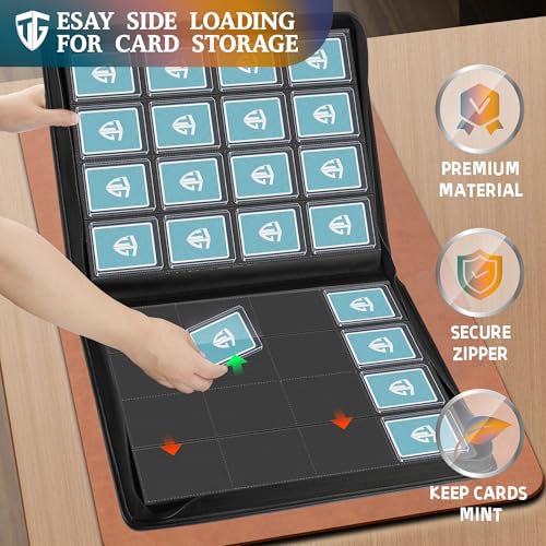 TCGUARD 16 Pocket Toploader Binder,Holds 640 3”x4” Toploader Hard Cases,Sleeves Card Collection Binder,20 Double Sided Pages,Compatible with Trading & Sports Holder(Black) - Image 5