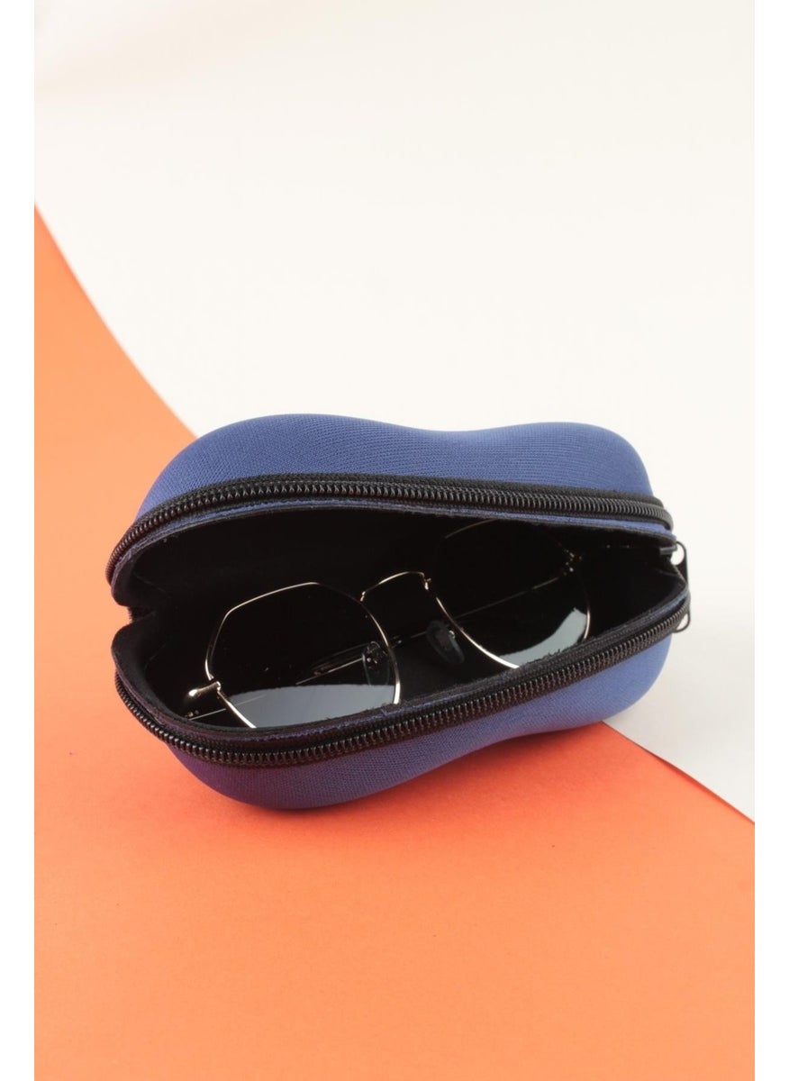 Silvio Monetti Zippered Glasses Case Navy Blue  - Image 4