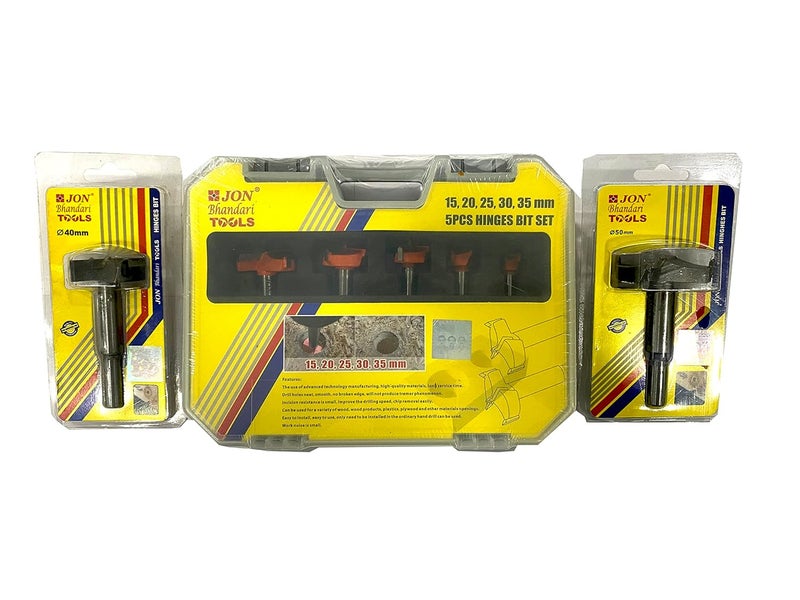 Jon Bhandari Tools Jon Bhandari Tools 15 20 25 30 35 40 50Mm Hinge Boring Forstner Straight Drill Bit Set Carbide Tipped For Wood And Plywood  - Image 1