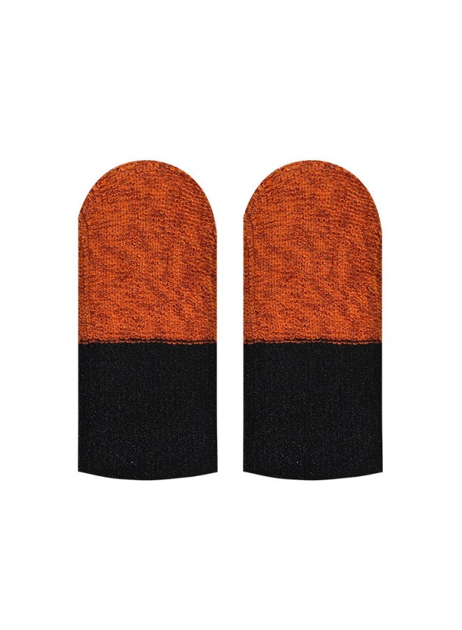 Explosive Hand Game Finger Cover Net Red Anchor With Ultra-thin Finger Cover Touch Screen Sensitive King Chicken Sweat-Product Color:Carbon Fiber Orange Black Double Spell [bulk With Cardboard]  - Image 1