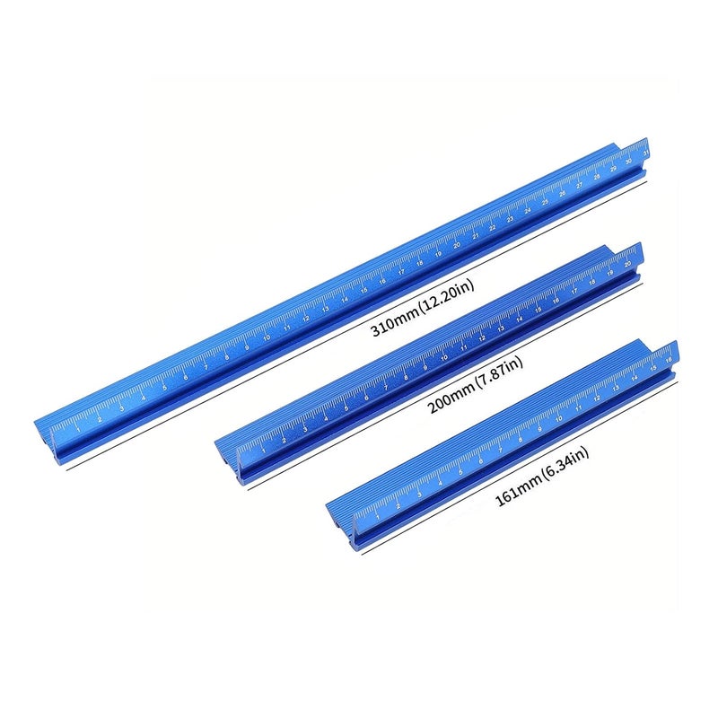 3 Pack Woodworking Ruler Set with V Shaped Straight Edge and Square Ruler for Precision Corner Measuring - Image 5