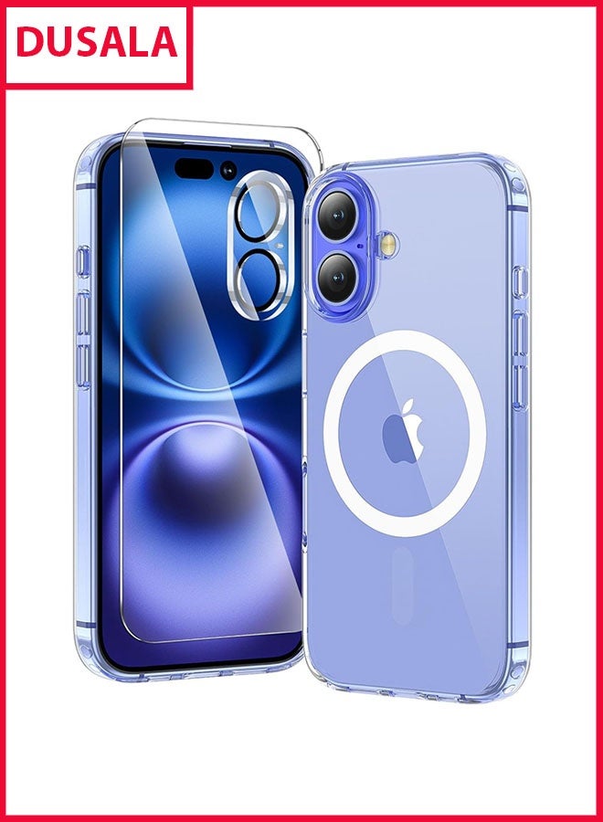 DUSALA 3 in 1 for iPhone 16 Case Clear with MagSafe, Not Yellowing, Screen Protector*1 Camera Lens Protector*1, Military-Grade Protection for iPhone 16 Phone Case 6.1 inch Clear - Image 1