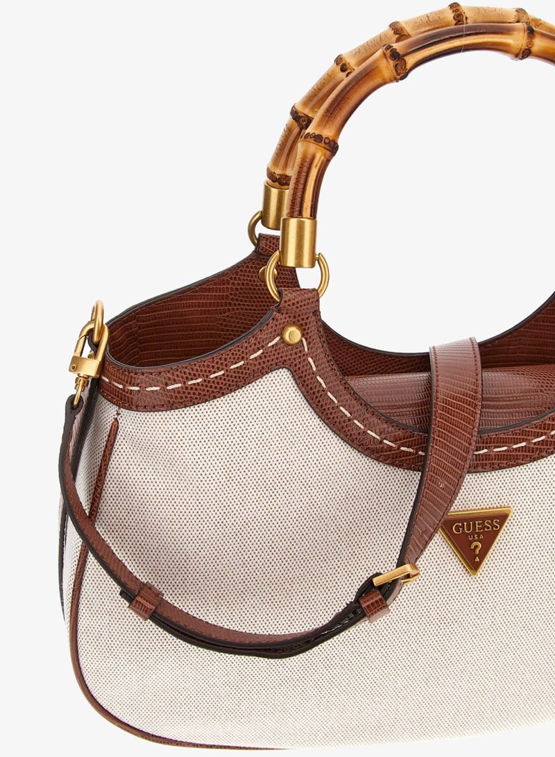GUESS Zabry Large Bamboo Satchel Bag - Image 4