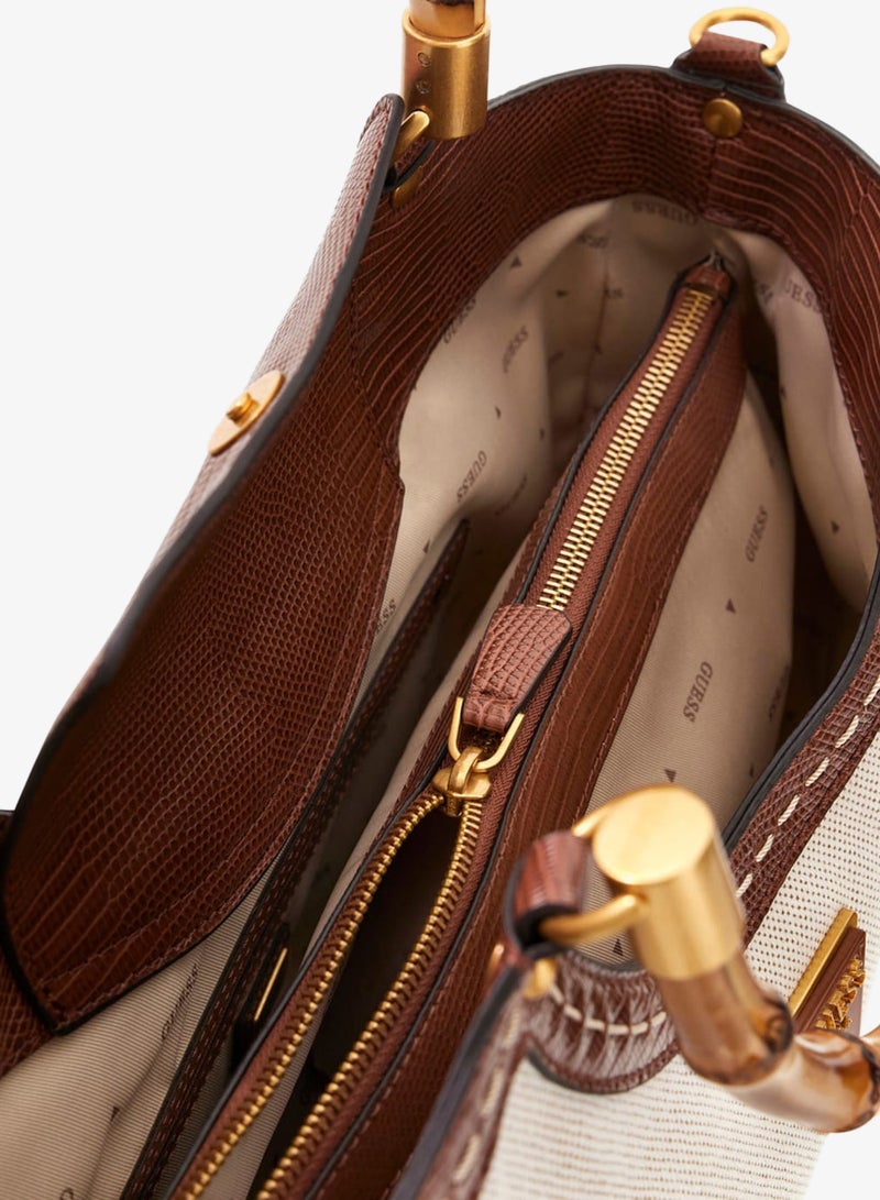 GUESS Zabry Large Bamboo Satchel Bag - Image 5