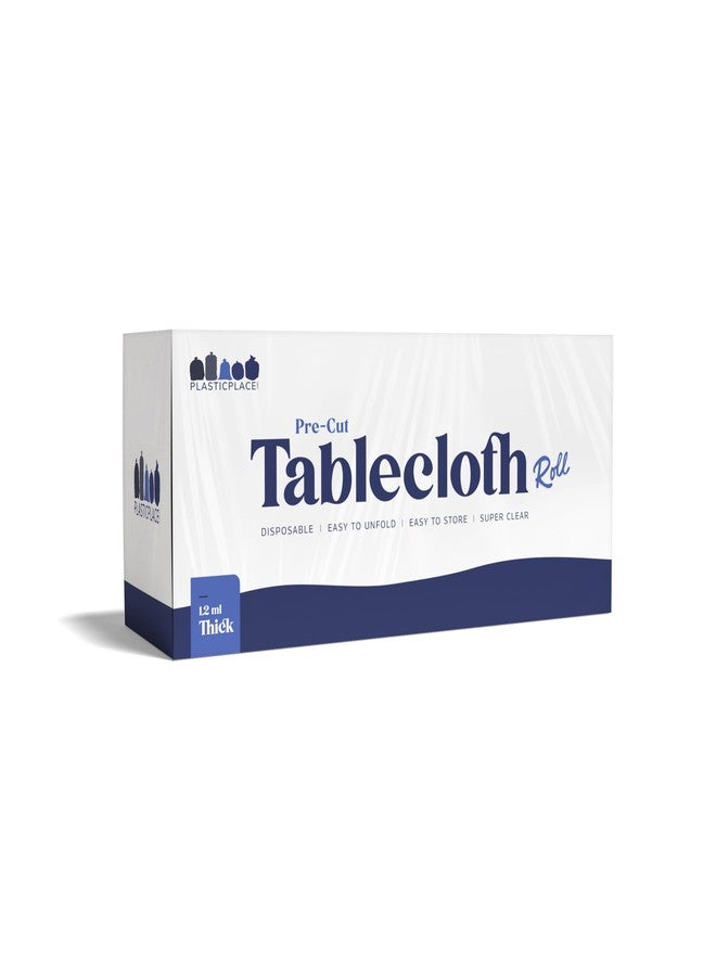 Plasticplace Pre-Cut Clear Plastic Disposable Tablecloth - Rectangular Covers Coreless Roll - Ideal for Ideal for Parties and Events (66" x 108") - Image 1