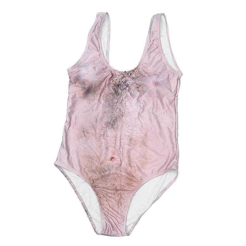 2pcs One-piece Vacation Beach Chest Hair Swimsuit for Girls Women - Size S (Brown) - Image 2