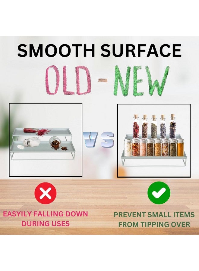 Go Hooked 2-Tier Step Standing rack Spice Bottle Rack Utensil Holder Food Storage Organizer for Cabinet Cupboard Pantry Shelf Bathroom organizer Rack (White, Pack of 1) - Image 4