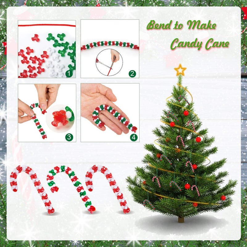 LIHAO 30 Pcs Christmas Beaded Ornament Kit  Christmas Tree Hanging Decoration DIY Candy Canes Assortment for Home Decoration Kids Party Craft - Image 3
