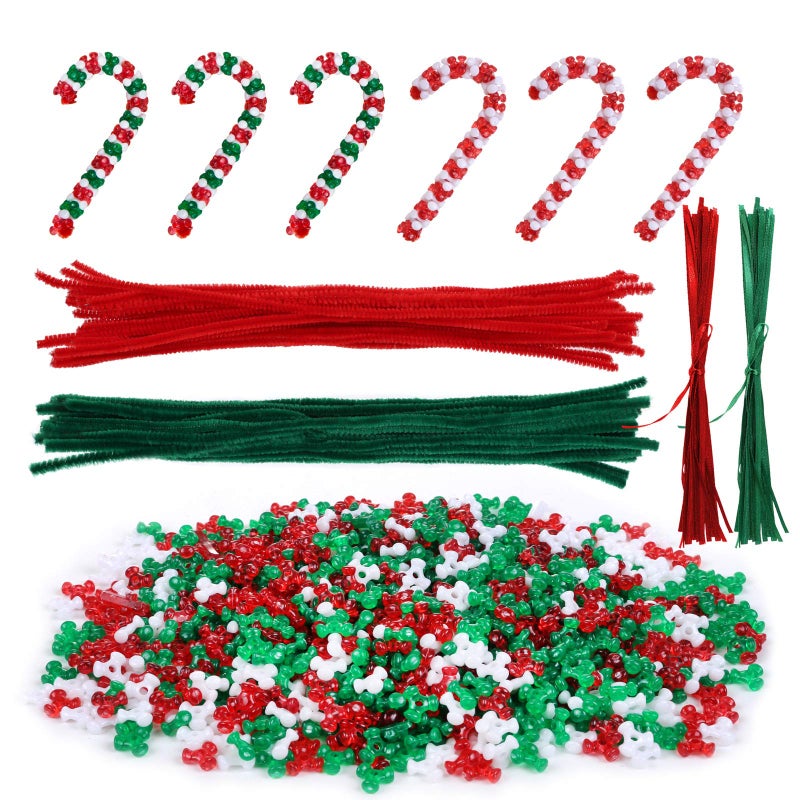 LIHAO 30 Pcs Christmas Beaded Ornament Kit  Christmas Tree Hanging Decoration DIY Candy Canes Assortment for Home Decoration Kids Party Craft - Image 1