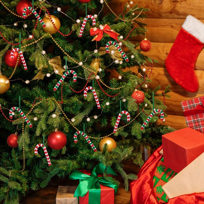 LIHAO 30 Pcs Christmas Beaded Ornament Kit  Christmas Tree Hanging Decoration DIY Candy Canes Assortment for Home Decoration Kids Party Craft - Image 5