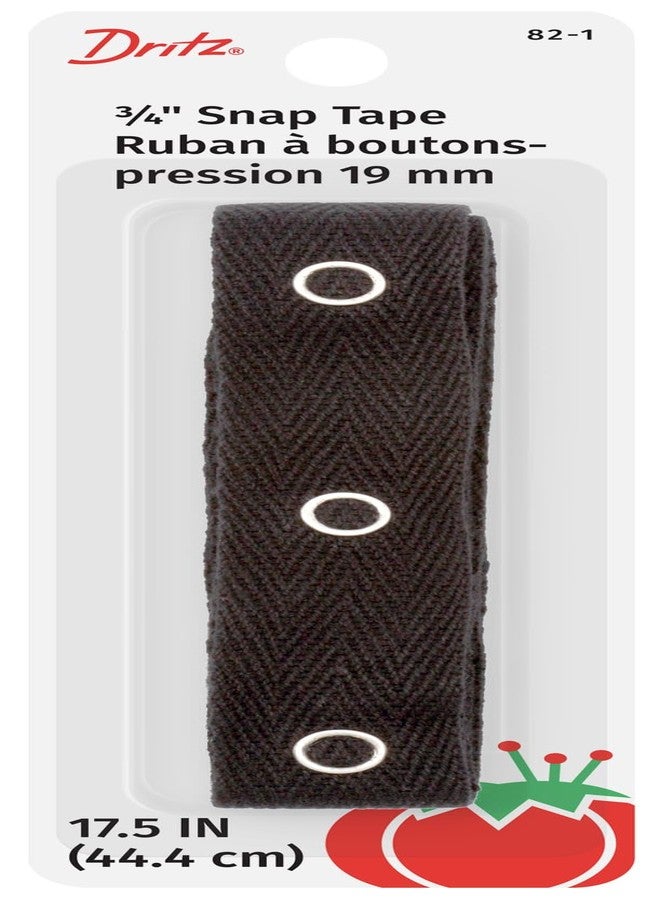Dritz 82-1 Snap Fastener Tape with 12 Snaps, Black, 17-1/2-Inch Length - Image 1