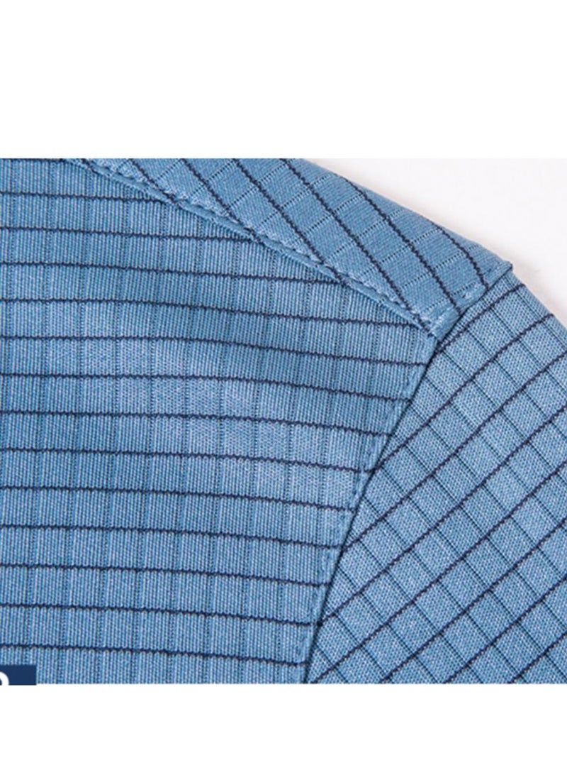 High End Mulberry Silk Checkered Short Sleeved Men's Polo Shirt, Business And Fashion Lapel T-shirt  - Image 5