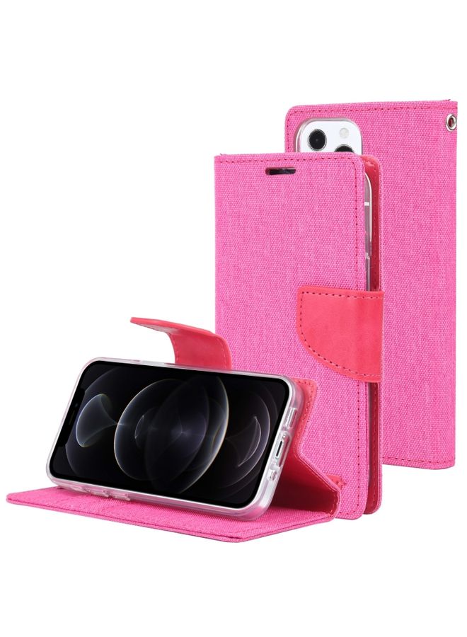 Case Cover For iPhone 13 Pro Max GOOSPERY CANVAS DIARY Canvas Texture Horizontal Flip PU Leather Case with Holder & Card Slots & Wallet Rose Red
