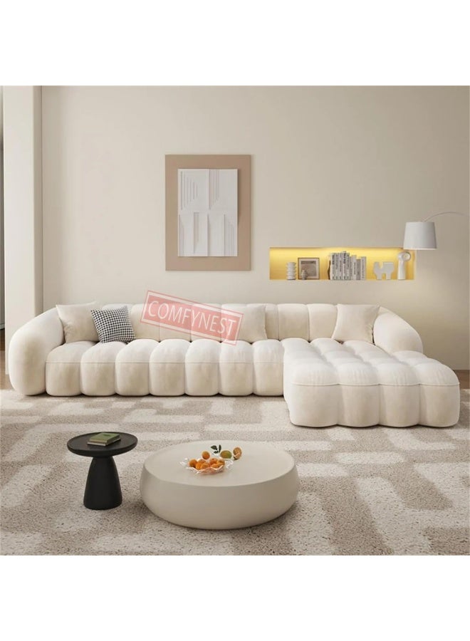 Comfynest Fabric Overstuffed Marshmallows Sofa Set Multifunctional – Multiple Color and Size Options Available (Beige, L Shape With Ottoman) - Image 3
