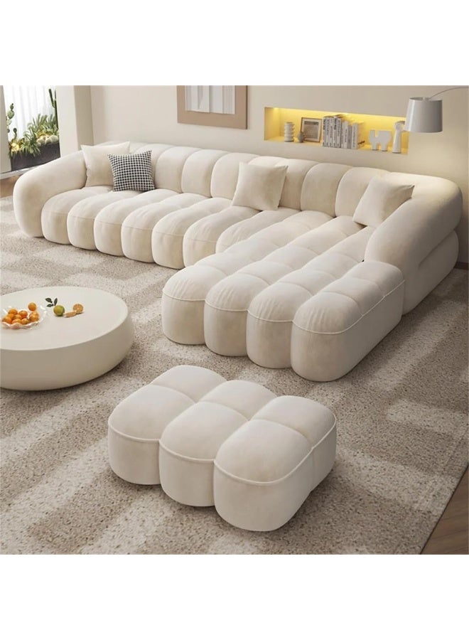 Comfynest Fabric Overstuffed Marshmallows Sofa Set Multifunctional – Multiple Color and Size Options Available (Beige, L Shape With Ottoman) - Image 1