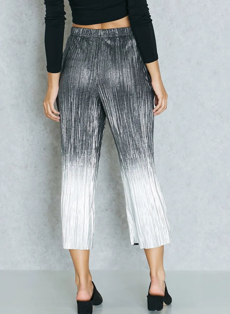 Topshop Petite Dip Dye Metallic Plisse Culottes