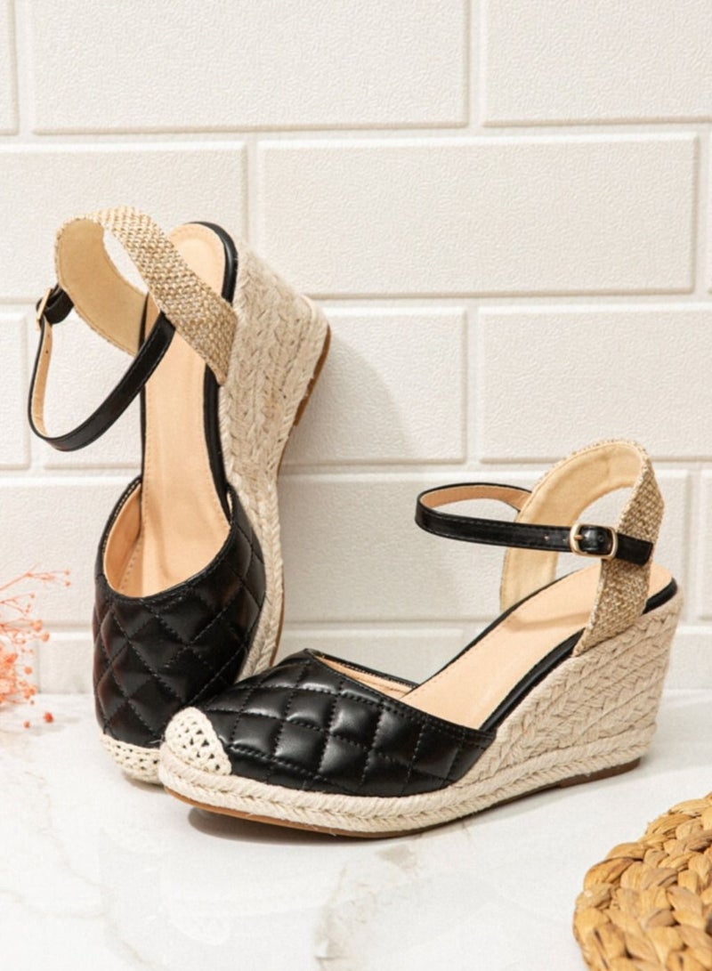 Sharpdo Closed Toe Espadrille Wedges Sandals - Image 2