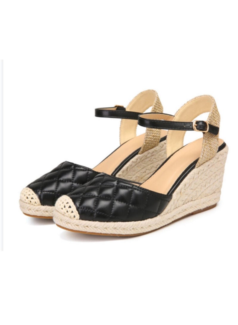 Sharpdo Closed Toe Espadrille Wedges Sandals - Image 1