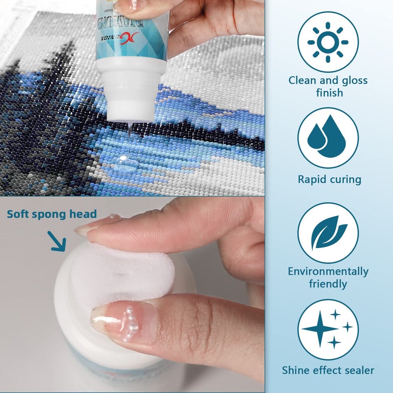 Xgunion Diamond Painting Sealer 2 Pack 240ML 5D Diamond Painting Glue Sealer Permanent Hold & Shine Effect Diamond Painting Accessories Glue for Diamond Painting, Puzzles and DIY Craft (4 OZ Each Bottle) - Image 4