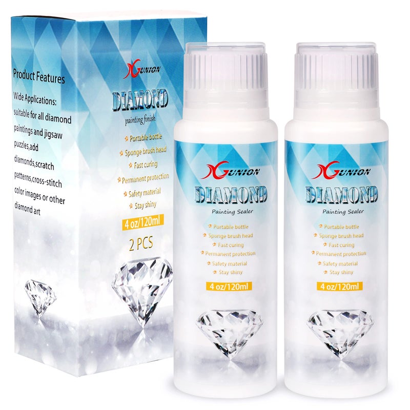 Xgunion Diamond Painting Sealer 2 Pack 240ML 5D Diamond Painting Glue Sealer Permanent Hold & Shine Effect Diamond Painting Accessories Glue for Diamond Painting, Puzzles and DIY Craft (4 OZ Each Bottle) - Image 1