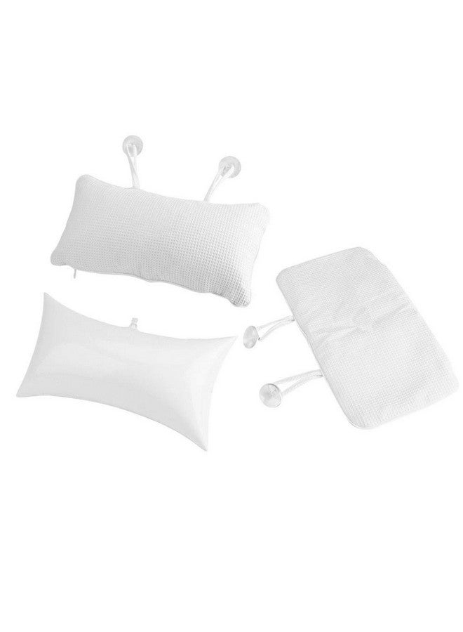EORTA Inflatable Bathtub Pillow Anti-Slip Aerated Bath Pillow With Suction Cup Spa Bath Cushion For Head Neck Rest Relax, Home, Bathroom, White, 13.8"X7.8" - Image 5