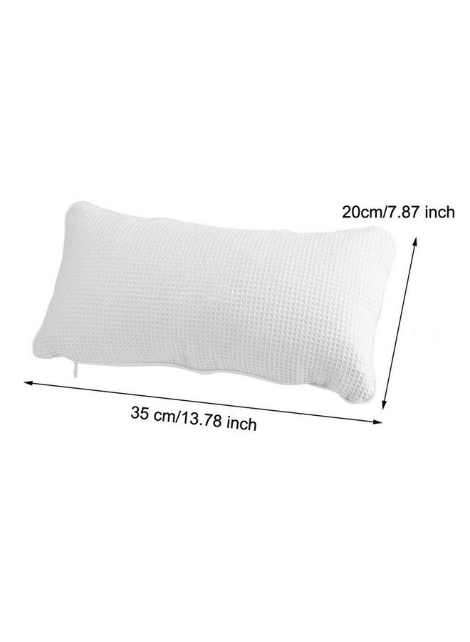 EORTA Inflatable Bathtub Pillow Anti-Slip Aerated Bath Pillow With Suction Cup Spa Bath Cushion For Head Neck Rest Relax, Home, Bathroom, White, 13.8"X7.8" - Image 2