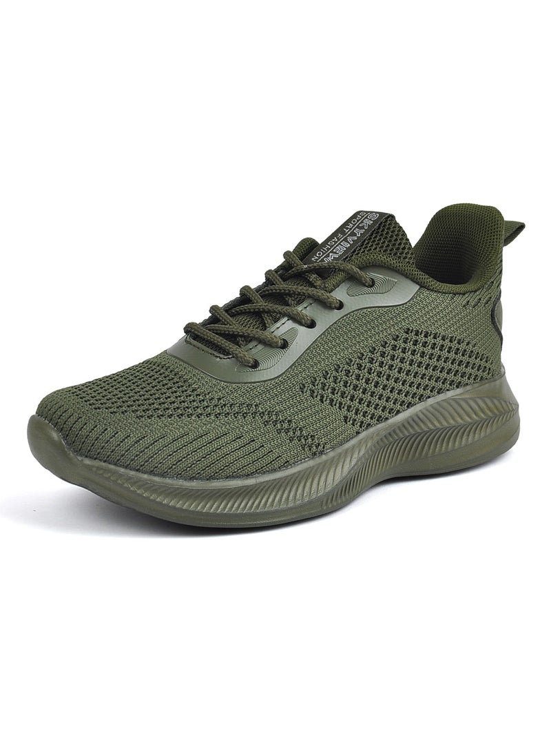 Sky View SKYVIEW Children's Sports Shoes Boys And Girls Knitted Mesh Sports Shoes Kid Breathable Lightweight Running Shoes Children's Fashionable Sports And Leisure Shoes Green  - Image 1