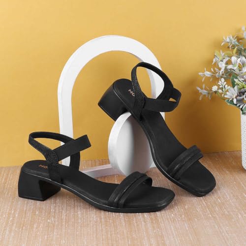Mochi Women Black Chic Casual Mid-Heel Sandals UK/3 EU/36 (33-844) - Image 2