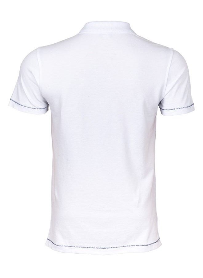 Anemoss - Marine White Men's Polo Collar 100% Cotton T-Shirt Medium - Image 1