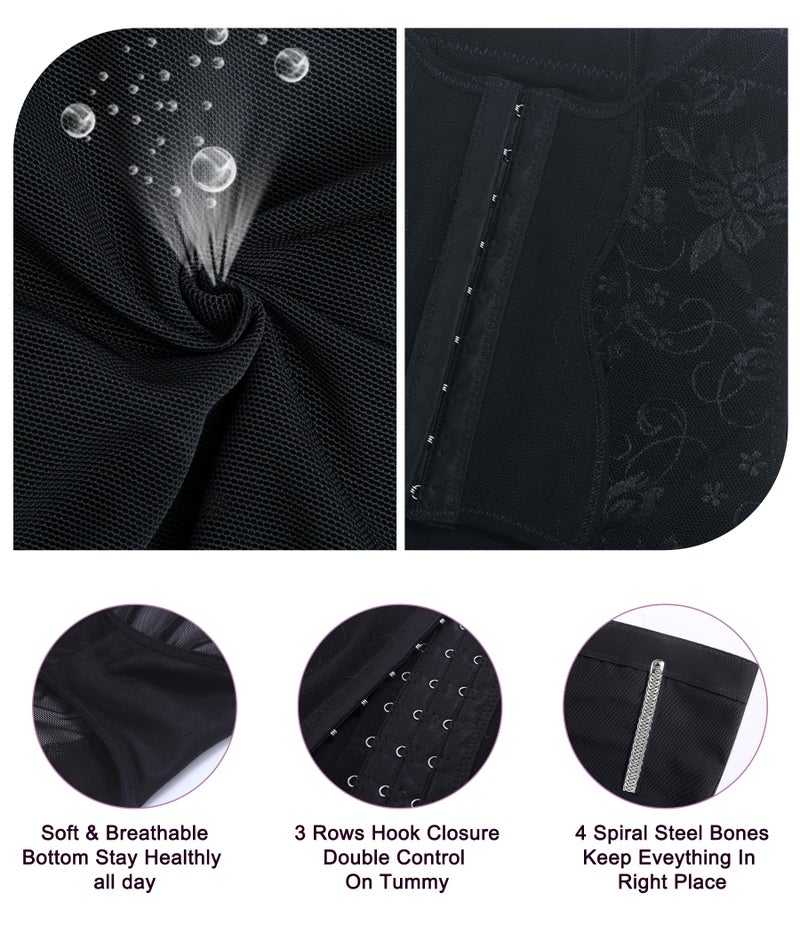 YERKOAD Tummy Control Panties for Women Shapewear Butt Lifter Short High Waist Trainer Corset Slimming Body Shaper Underwear(Large,Black) - Image 5