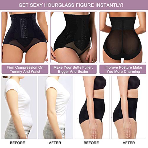 YERKOAD Tummy Control Panties for Women Shapewear Butt Lifter Short High Waist Trainer Corset Slimming Body Shaper Underwear(Large,Black) - Image 4