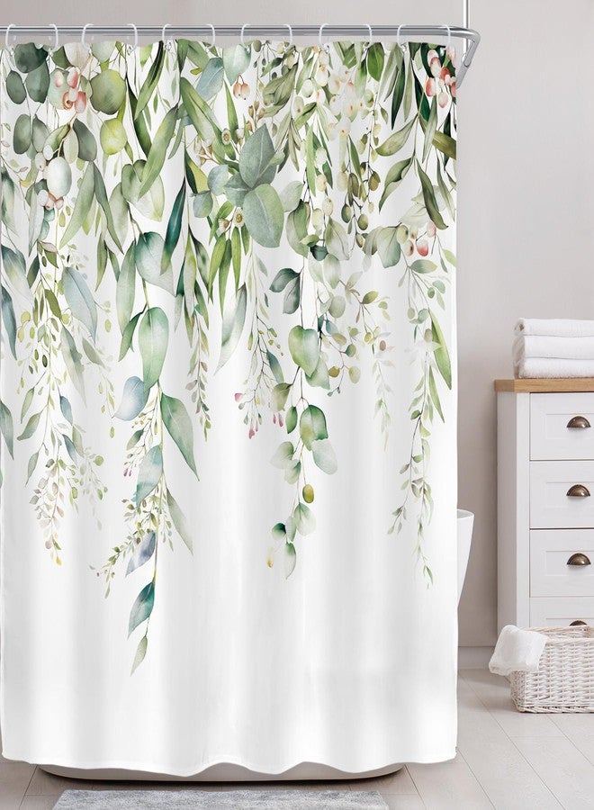 Riyidecor Sage Green Eucalyptus Shower Curtain,Fabric Cloth Bathroom Curtains,Leaves Plants Spring Floral Botanical Leaf Nature Watercolor Bath Shower Curtains Decor Set 72x72 Inch - Image 2