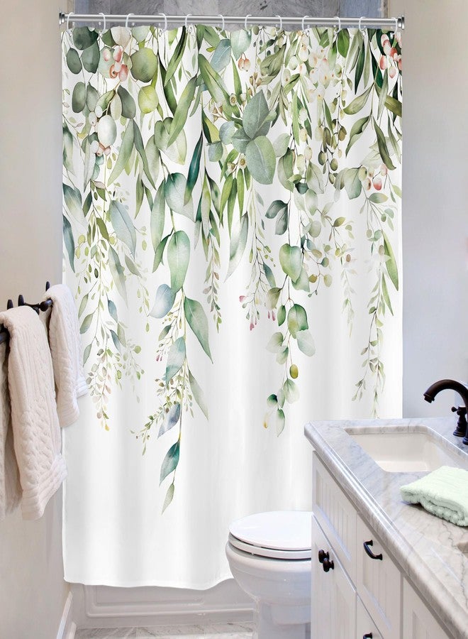 Riyidecor Sage Green Eucalyptus Shower Curtain,Fabric Cloth Bathroom Curtains,Leaves Plants Spring Floral Botanical Leaf Nature Watercolor Bath Shower Curtains Decor Set 72x72 Inch - Image 3