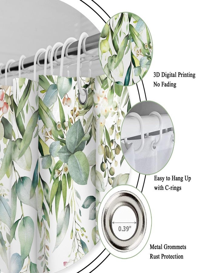 Riyidecor Sage Green Eucalyptus Shower Curtain,Fabric Cloth Bathroom Curtains,Leaves Plants Spring Floral Botanical Leaf Nature Watercolor Bath Shower Curtains Decor Set 72x72 Inch - Image 5