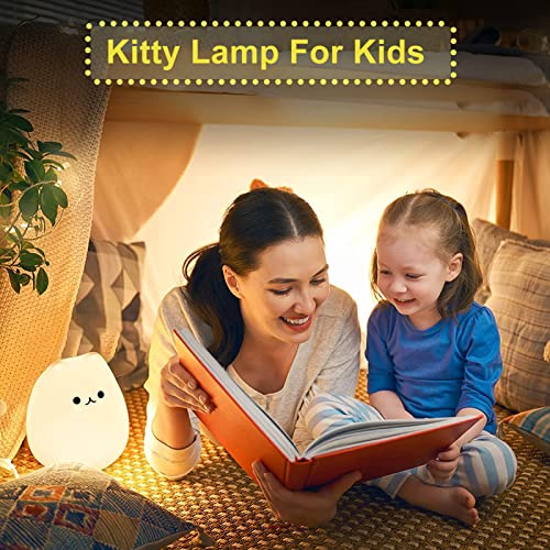ZKLiLi cat Night Light, Cute Nursery Lights USB Rechargeable Cat Lamp Nightlight Birthday Christmas Gift with Warm White and 7-Color Breathing Modes for Kids Baby Children (USB Charging) - Image 2