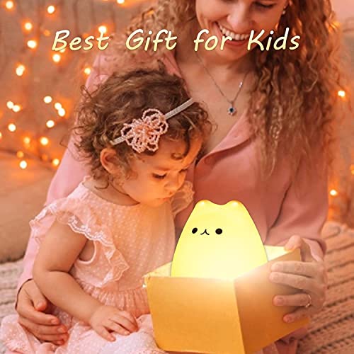 ZKLiLi cat Night Light, Cute Nursery Lights USB Rechargeable Cat Lamp Nightlight Birthday Christmas Gift with Warm White and 7-Color Breathing Modes for Kids Baby Children (USB Charging) - Image 5