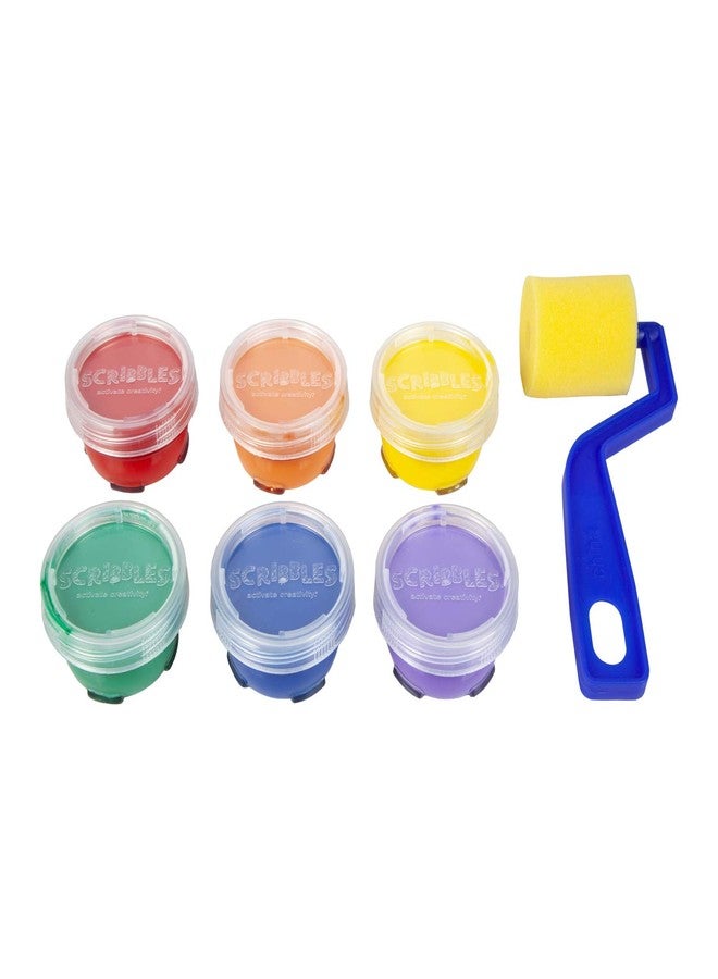 Scribbles Roller Kit, Kid Safe, Permanent Finger Paint, 7 Piece Set, Rainbow - Image 3