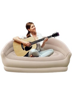 Inflatable Couch Air Sofa with Electric Air Pump Flocking Two-Seater Lounge Chair Blow Up Double Couches Sofa - Great for Indoor and Outdoor Balcony Backyard Camping Picnic RV