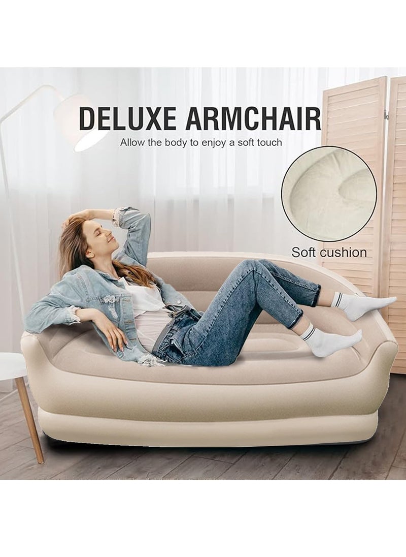 Generic - Inflatable Couch Air Sofa with Electric Air Pump Flocking Two-Seater Lounge Chair Blow Up Double Couches Sofa - Great for Indoor and Outdoor Balcony Backyard Camping Picnic RV - Image 1