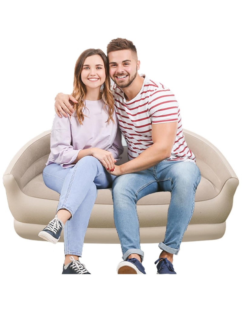 Generic - Inflatable Couch Air Sofa with Electric Air Pump Flocking Two-Seater Lounge Chair Blow Up Double Couches Sofa - Great for Indoor and Outdoor Balcony Backyard Camping Picnic RV - Image 1