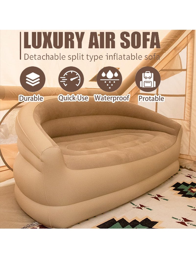 Generic - Inflatable Couch Air Sofa with Electric Air Pump Flocking Two-Seater Lounge Chair Blow Up Double Couches Sofa - Great for Indoor and Outdoor Balcony Backyard Camping Picnic RV - Image 1