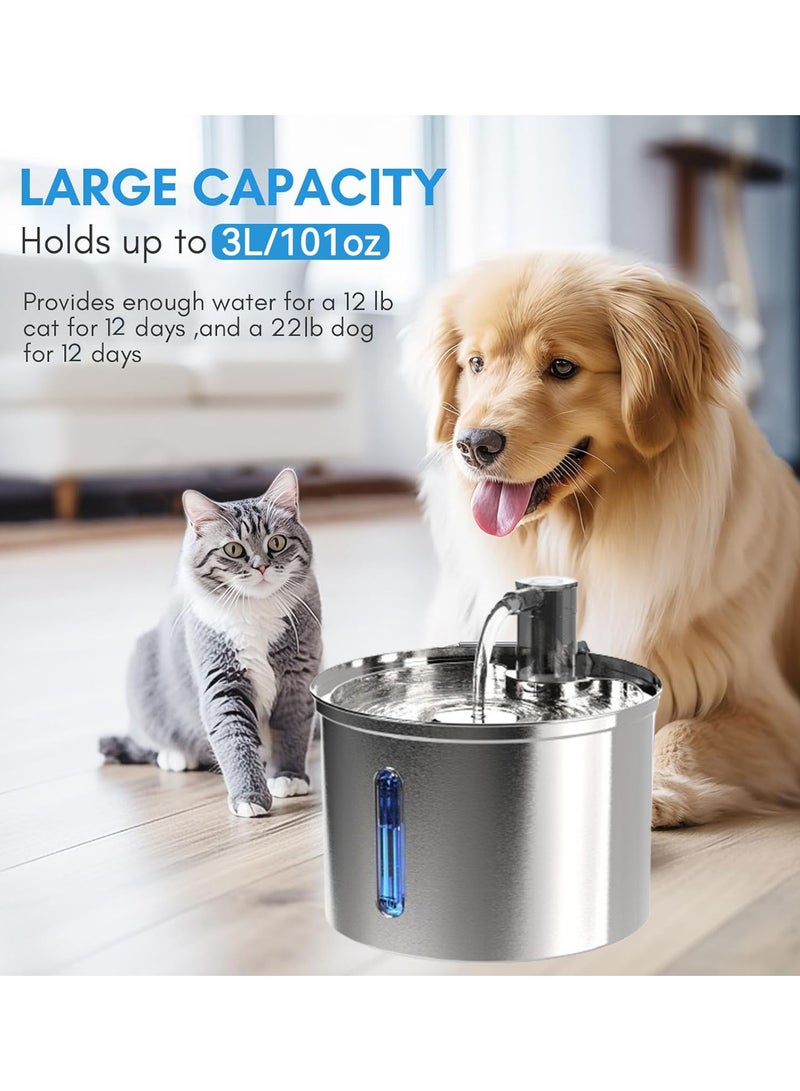 Kidle Stainless Steel Cat Water Fountain Automatic Pet Fountain Water Bowl Dog Drinking Dispenser with Water Level Window Pet Water Fountain Dog Water Dispenser - Image 3